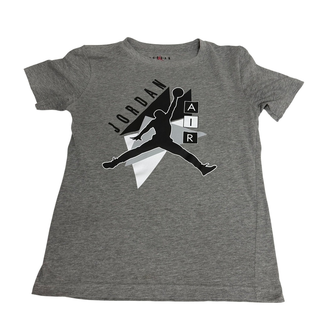 Jordan Air Boys Gray‎ Heathered Graphic T-Shirt Jumpman Logo Size L 12-13 YRS